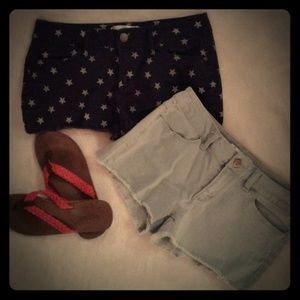 2x Shorts! Size 11 Juniors, Denim, Stars, Navy